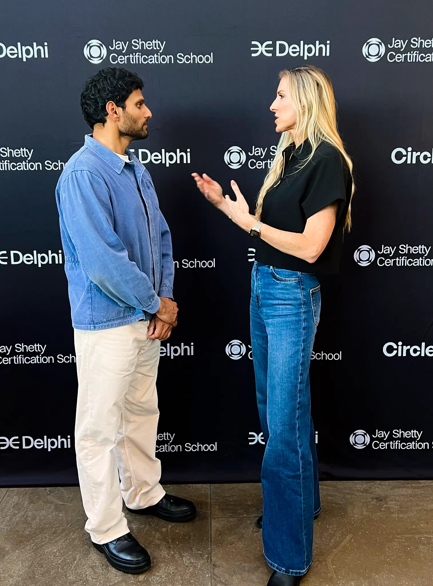 Anya in conversation with Jay Shetty at Jay Shetty Certification School